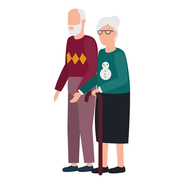 Cute grand parents avatars characters — Stock Vector