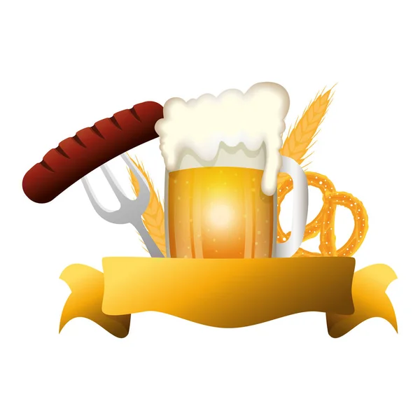 Oktoberfest bière et la conception vectorielle de saucisse — Image vectorielle