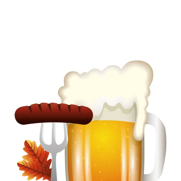 Oktoberfest bière et la conception vectorielle de saucisse — Image vectorielle