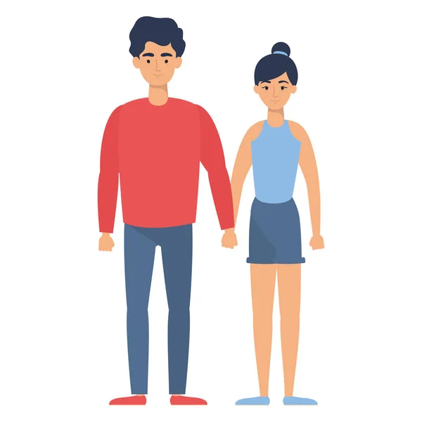 Young lovers couple avatars characters — Stock Vector