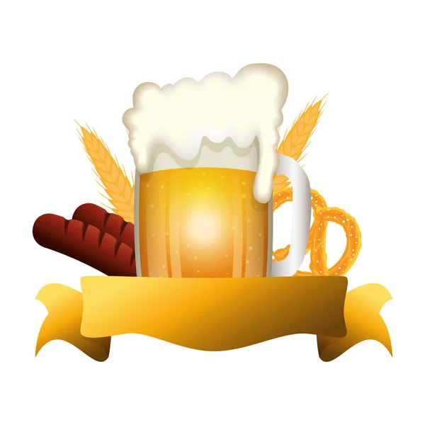 Oktoberfest öl och korv vektor design — Stock vektor