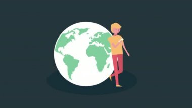 Dünya gezegeni avatar karakter ile genç adam