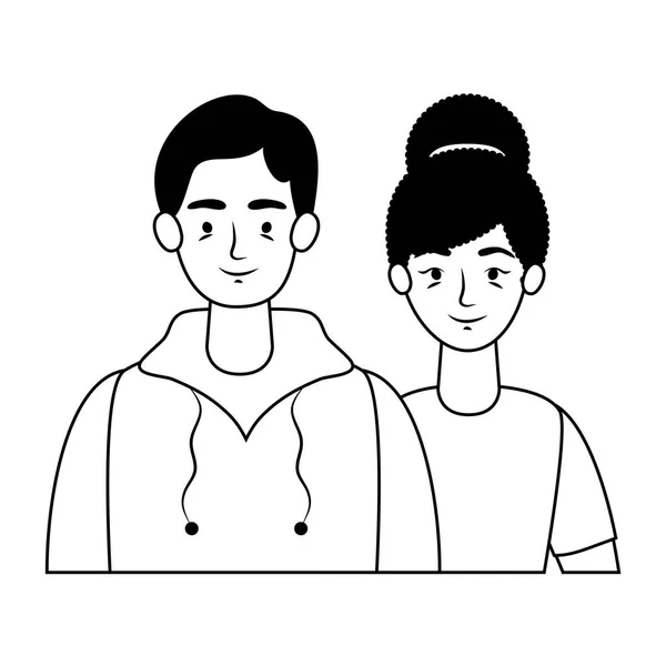 Jovens amantes casal avatares personagens —  Vetores de Stock