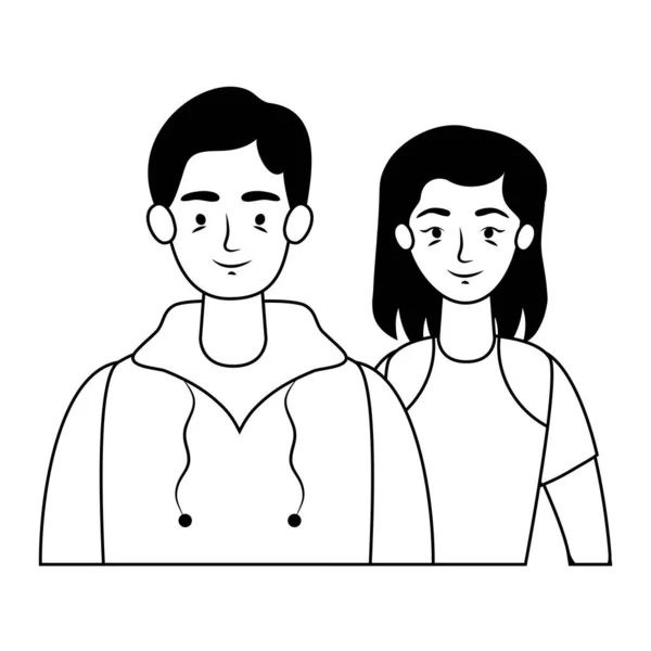 Jovens amantes casal avatares personagens —  Vetores de Stock