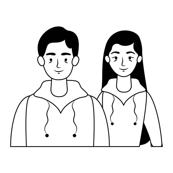 Jong geliefden paar avatars personages — Stockvector