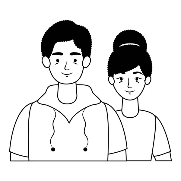 Jovens amantes casal avatares personagens — Vetor de Stock