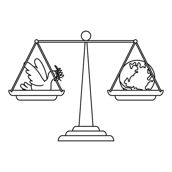 dove flying with olive branch and world planet in balance