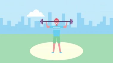 Genç adam ağırlık kaldırıyor.