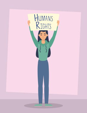 İnsan hakları etiketli genç bir kadın