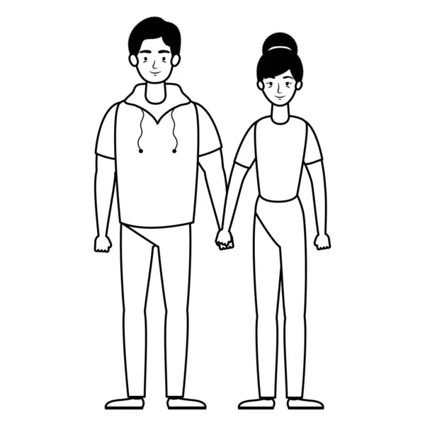 Nuoret rakastavaiset pari avatarit merkkiä — vektorikuva