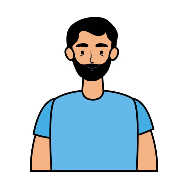 Mladý muž s vousy avatar charakter — Stockový vektor