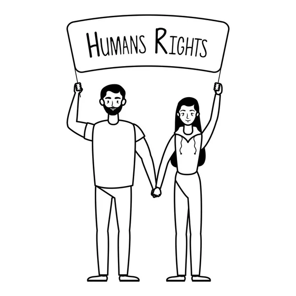 Ζευγάρι νεαρών εραστών με ετικέτα ανθρωπίνων δικαιωμάτων — Διανυσματικό Αρχείο