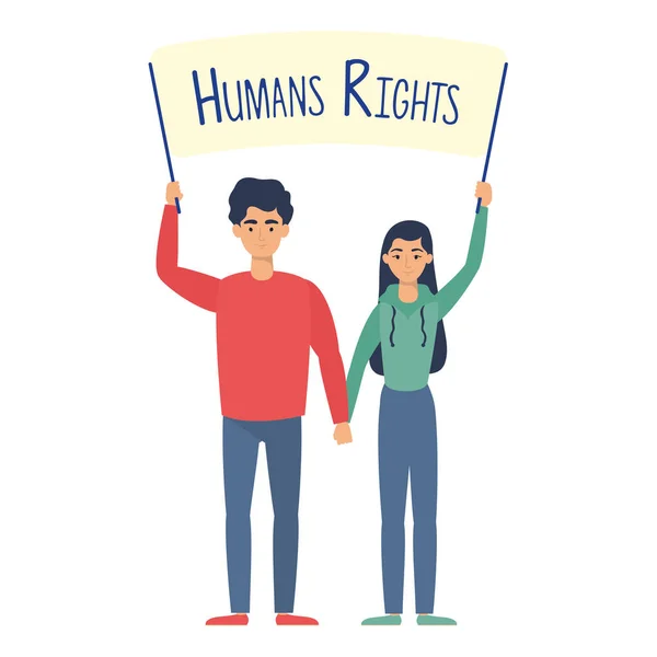 Молода пара закоханих з міткою прав людини — стоковий вектор