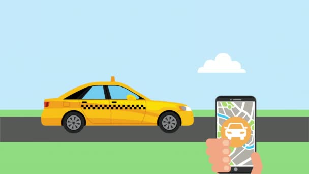 Smartphone avec service de taxi application vidéo — Video