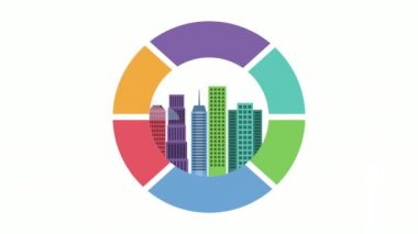 Şehir binaları şehir animasyonu sahnesi