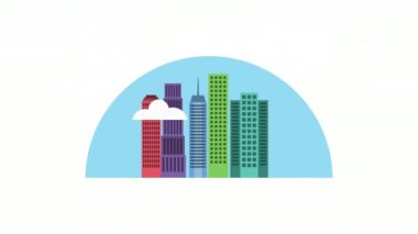 Şehir binaları şehir animasyonu sahnesi