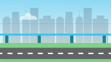 Taksi servisli şehir manzarası