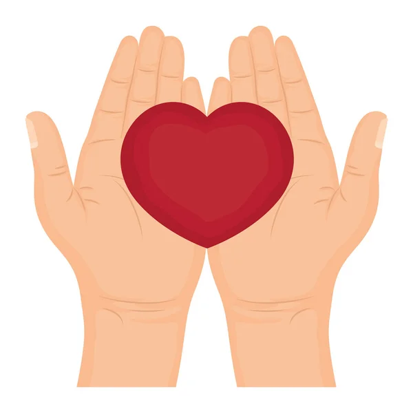 Hands lifting heart love icon — Stock Vector