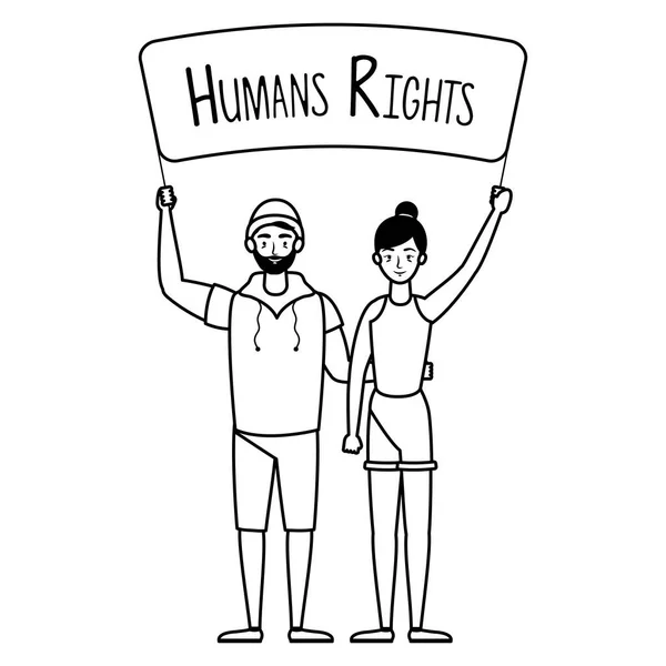 有人权标签的年轻夫妇 — 图库矢量图片