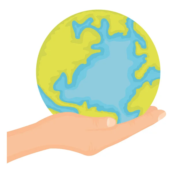 Hand lifting world planet earth — Stock Vector