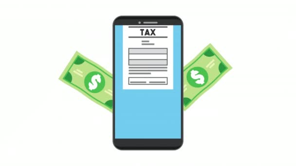 Tiempo de impuestos con aplicación para teléfonos inteligentes — Vídeo de stock