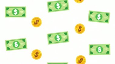 Ekonomi ve finansman faturalar ve madeni paralar yağmurlar