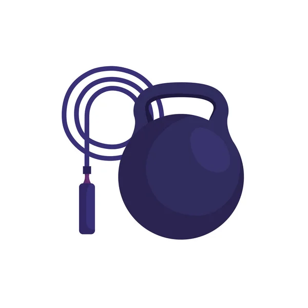 Saut à la corde avec haltère icône isolée — Image vectorielle