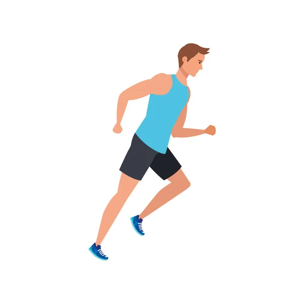 Young man athlete running avatar character — Stock Vector