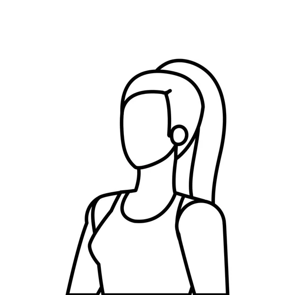 Jeune femme athlète ligne style icône — Image vectorielle