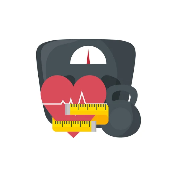 Peso medida escala com ícones definidos —  Vetores de Stock