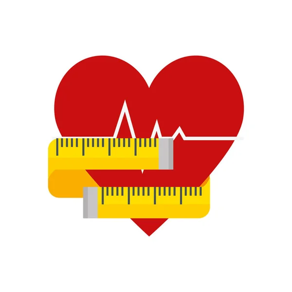 Fréquence cardiaque avec ruban à mesurer icône isolée — Image vectorielle