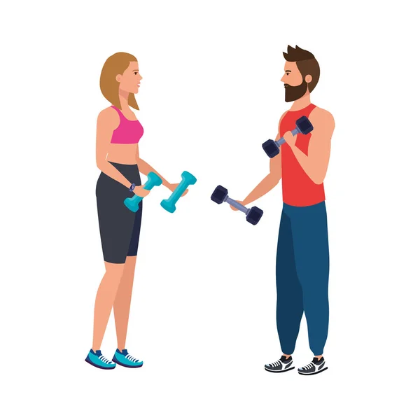 Young couple athlete avatar character — Stock Vector