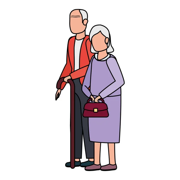 Schattig grootouders avatars personages — Stockvector