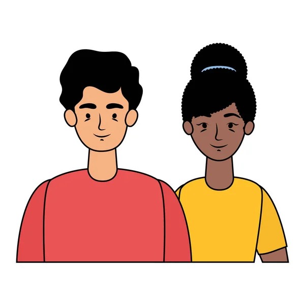 Молоді міжрасові пари персонажів аватарів — стоковий вектор