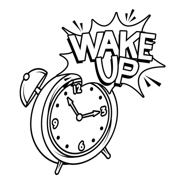 Alarm clock wake up pop art style — Stock Vector