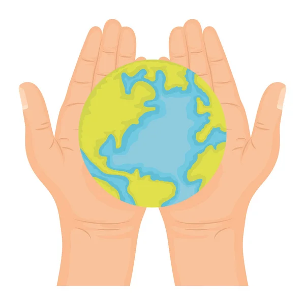 Hände heben den Planeten Erde — Stockvektor