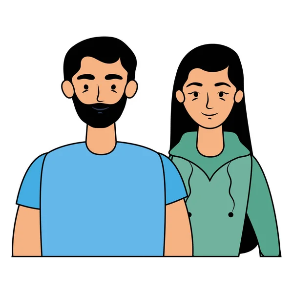 Молодые любовники пара аватаров персонажей — стоковый вектор