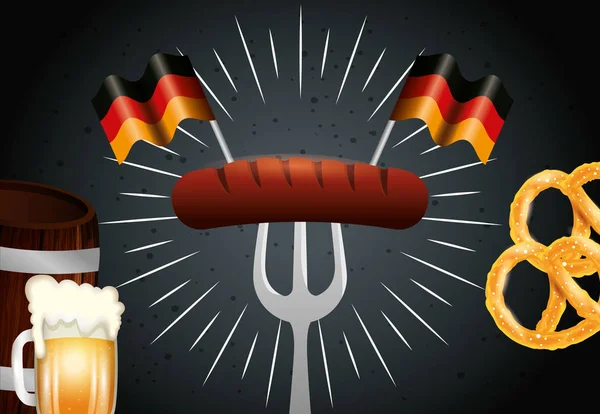 Germania oktoberfest disegno vettore salsiccia — Vettoriale Stock