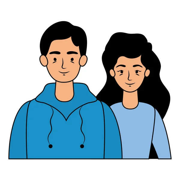 Unga älskare par avatarer tecken — Stock vektor
