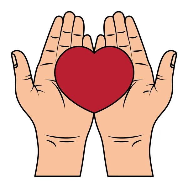 Händer lyfta hjärta kärlek ikon — Stock vektor