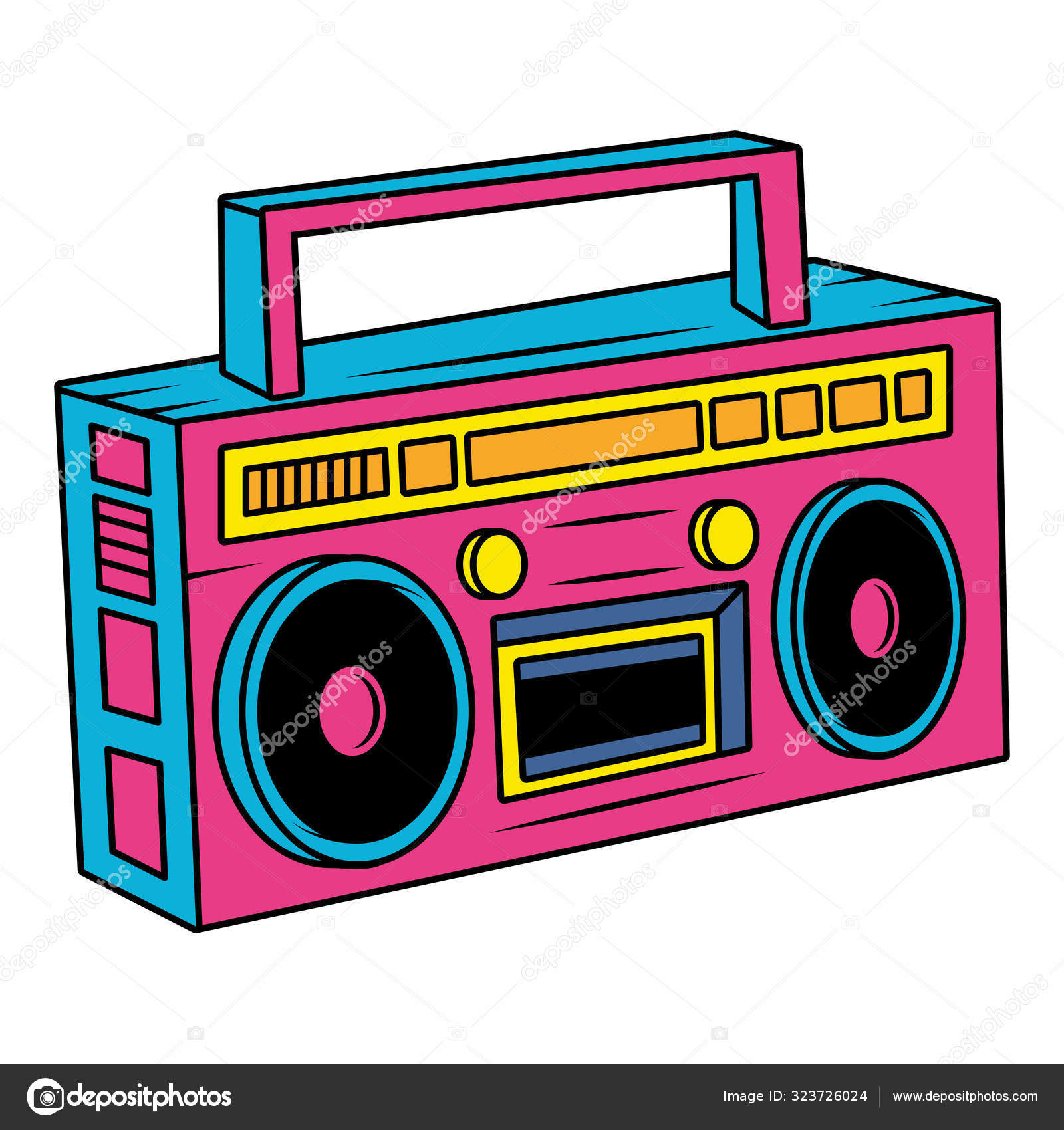 Стиль Ретро-Радио Плеер Поп-Арт Векторное Изображение ©yupiramos.