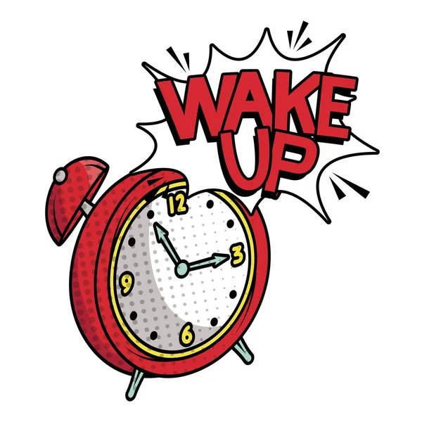 Alarm clock wake up pop art style — Stock Vector