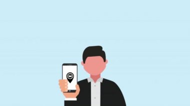 Ulaşım uygulaması olan akıllı telefon kullanan işadamı