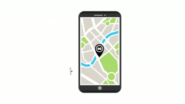 femme utilisant un smartphone avec application de transport 