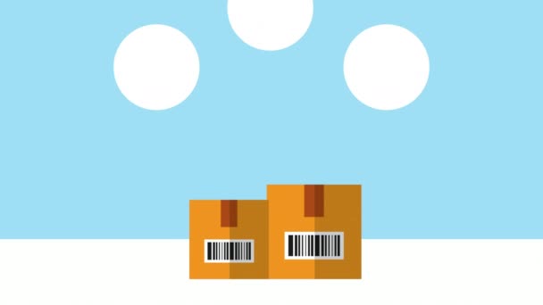 Logistik-Service mit Boxen und Set-Symbolen — Stockvideo