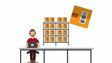 destek aracı ve kutulara sahip lojistik servis