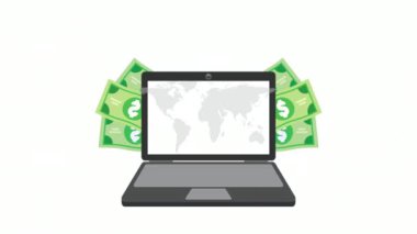 Ekonomi ve finansman dizüstü bilgisayar ve para dolarları