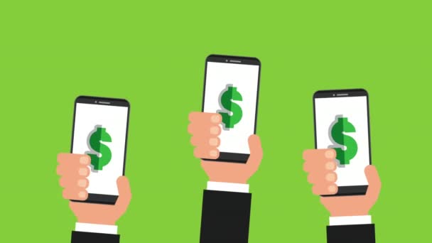 Économie et finances mains à l'aide de smartphones — Video