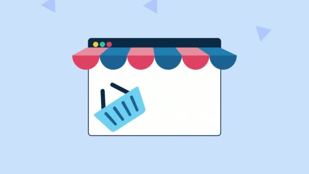 Webpagina template met e-commerce animatie — Stockvideo