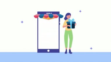 Genç bayan akıllı telefonu hediye olarak kullanıyor.